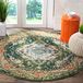 SAFAVIEH Boho tapijt voor woonkamer, eetkamer, slaapkamer, collectie Monaco, laagpolig, bosgroen en lichtblauw, 122 x 122 cm