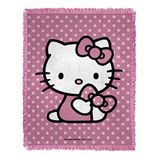 Northwest Hello Kitty deken, jacquard, geweven, gestippeld, 117 x 152 cm
