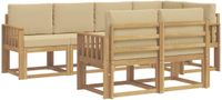 vidaXL - Buiten - bank - set - 7 - st - Wit - en - Beige - Polyester