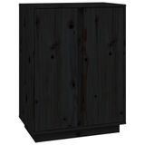 vidaXL Dressoir Zwart 60x35x80 cm Massief Grenenhout