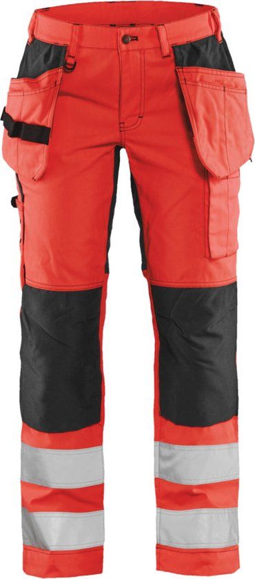 Blåkläder Dames werkbroek High Vis met stretch 7163-1811 - High Vis Rood/Zwart - C40