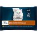 Purina Gourmet Parellekkernijen in saus, natvoer voor katten met kip en os, 12 verpakkingen met 4 zakjes van 85 g, 48 zakjes
