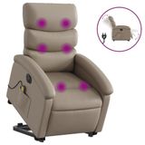 VidaXL Sta-op-massagestoel elektrisch kunstleer cappuccinokleurig