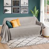 Beautissu Bedsprei 210x280cm in Suède-Look Romantica - Overtrek voor Sofa in Lederlook, Sofa Deken voor Bed - Plaid in Licht Grijs