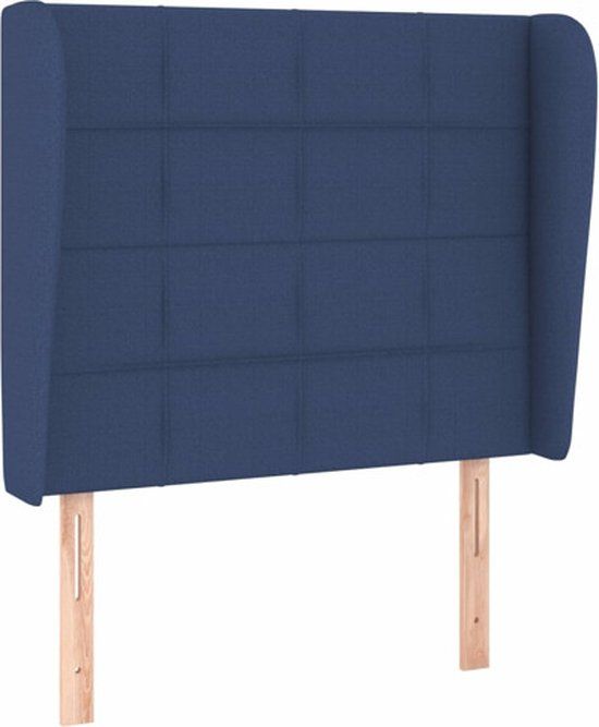 vidaXL Hoofdbord met randen 83x23x118/128 cm stof blauw