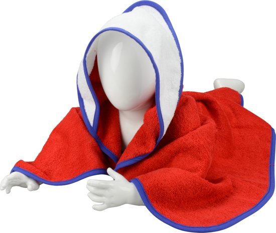 Babiezzâ„¢ A&R Babycape 100% Katoen Rood/Wit/Koningsblauw