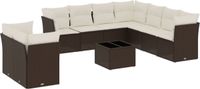 vidaXL 10-delige Loungeset met kussens poly rattan bruin