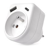 EMOS - Eenvoudige Franse aansluiting met USB-A en USB-C aansluiting - Stopcontactadapter voor binnenshuis (IP20) - wit
