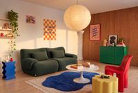 Maisons du Monde MILYsofa Modulaire bank, 2-zits, krulstof, afneembare kussenhoezen (bosgroen, 2-zits)