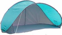 Merkloos / Sans marque Haushalt International Strandtent / beachshelter - blauw/grijs - 210 x 110 x 90 cm - zonwerend - open voorkant