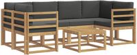 vidaXL Hoek loungeset 6 zitplaatsen acacia hout wit en antracietkleurig