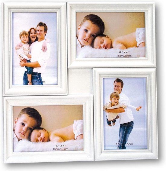 ZEP Malaga - Fotolijst - 4 foto's 10x15 cm - Wit - Kunststof