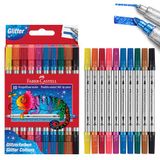 FABER-CASTELL Viltstiftset Glitter, 10 viltstiften met dubbele punt