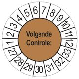 Merkloos / Sans marque Keuringsstickers Volgende Controle 2027 | 50 stuks, Ø 35 mm | Bruin
