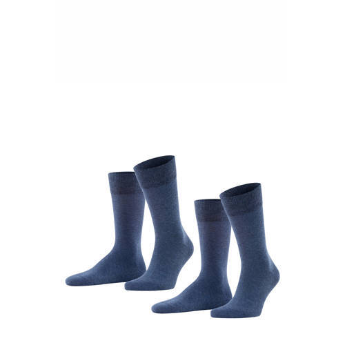 FALKE FALKE Happy sokken - set van 2 donkerblauw melange