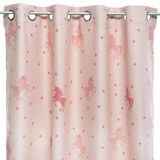 WELL HOME Verduisteringsgordijn voor kinderen, eenhoorn, roze, 140 x 250 cm