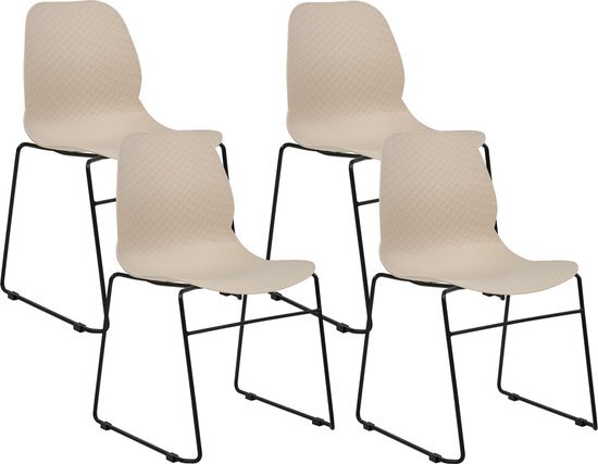 PANORA - Eetkamerstoel set van 4 - Beige - Plastic