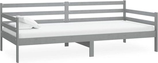 vidaXL Slaapbank massief grenenhout grijs 90x200 cm