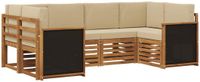 vidaXL - Hoek loungeset - 6 zitplekken - Massief Acacia Hout en Polyester - Naturel en Beige
