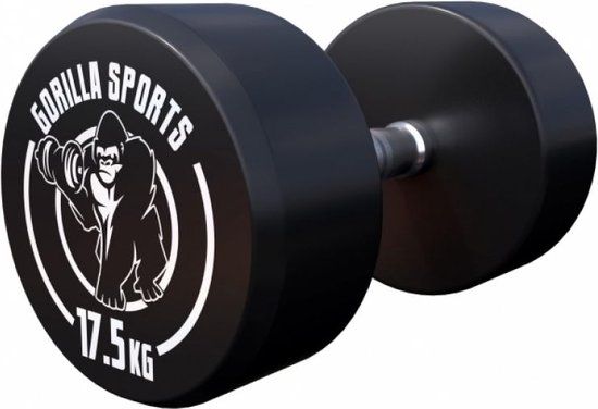 Gorilla Sports Dumbbell - 17.5 kg - Cast Iron - Black