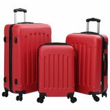 vidaXL Koffer met slot 3 st rood 50 x 31 x 78 cm ABS Kunststof