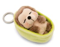 NICI - Sleutelhanger Sleeping Pets egel 8cm in mandje, bruin
