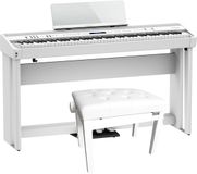 Roland FP-90X-WH piano numérique blanc + support + unité de pédales + banc de piano blanc
