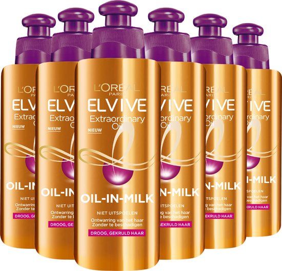 L'Oréal Paris Elvive Extraordinary Oil Krulverzorging - Oil-In-Milk - Leave-in Crème - 6 x 200ml