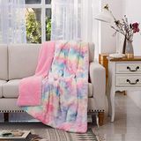 COCOPLAY W Imitatiebont Deken, Super Zacht, Donzig, Lichtgewicht, Luxueus, Gezellig, Warm, Pluizig, Pluche, Sherpa, Roze, Regenboog, Microvezel Deken voor Bed, Bank, Woonkamer (Roze Roos, Plaid)