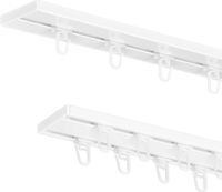 MDEKOR Aluminium Gardinenstange, 450 cm, 2-in-1 (Einzelstange/Doppelstange), für Deckenmontage, weiß, inklusive Gleiter und stabile Metallbefestigungen