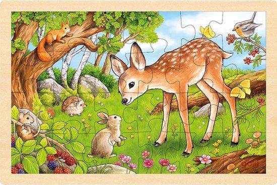 Einlegepuzzle GOKI Puzzel - Reekalf - 24 Stukjes - Hout - 3 Jaar
