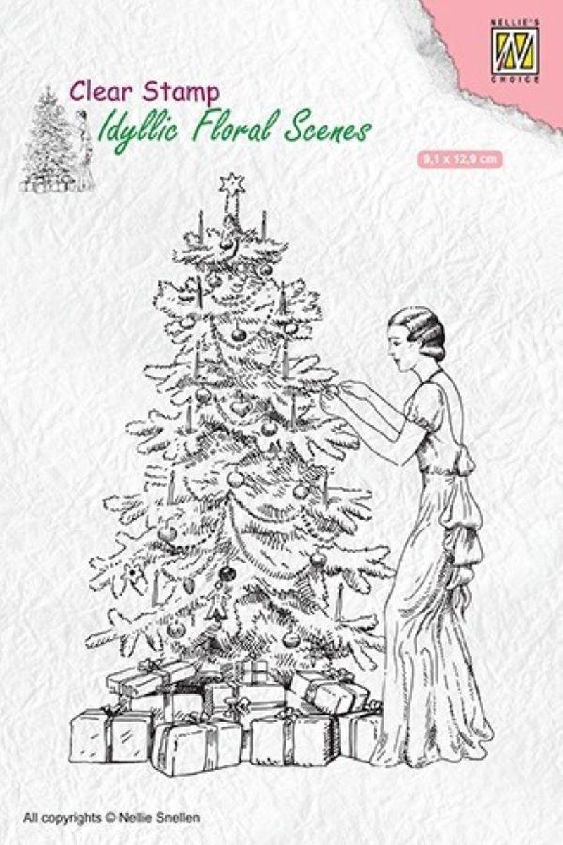 Nellie's Choice IFS019 Clearstamp stempel Nellie Snellen Vintage Christmas - stempel Kerstmis Kerstboom decoratie