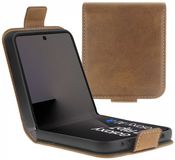 Rosso Deluxe Echt Leer Hoesje Geschikt voor Samsung Galaxy Z Flip 7 | Ruimte voor drie pasjes | Portemonnee Book Case | Met Pasjeshouder | Bruin