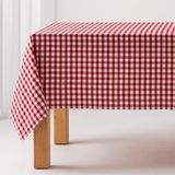 GAMUSI - Vlekbestendig Tafelkleed Katoen Polyester Vichy Ruit - 140 x 300 cm - Rood