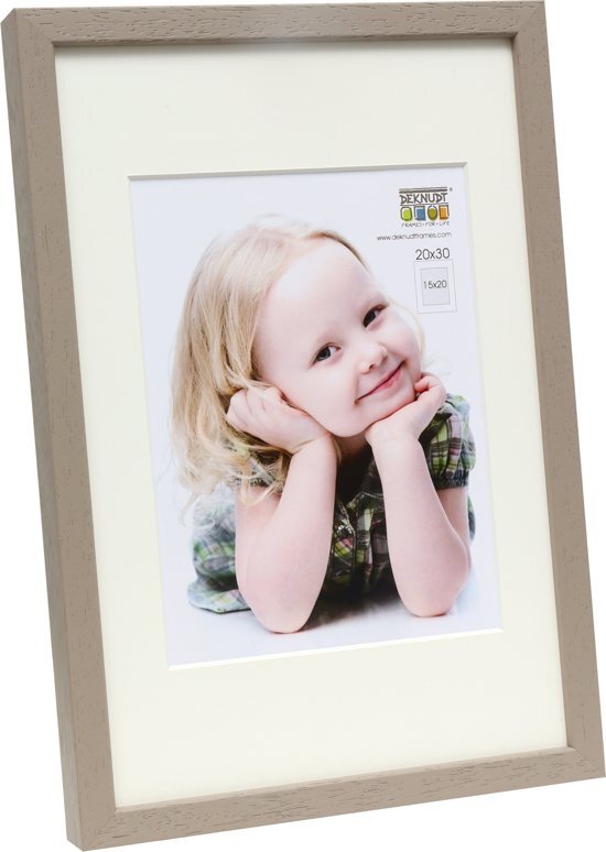 Deknudt Frames Basic taupe hoog profiel in hout met pptt - bestelmaat=kadermaat fotomaat 18x24 cm