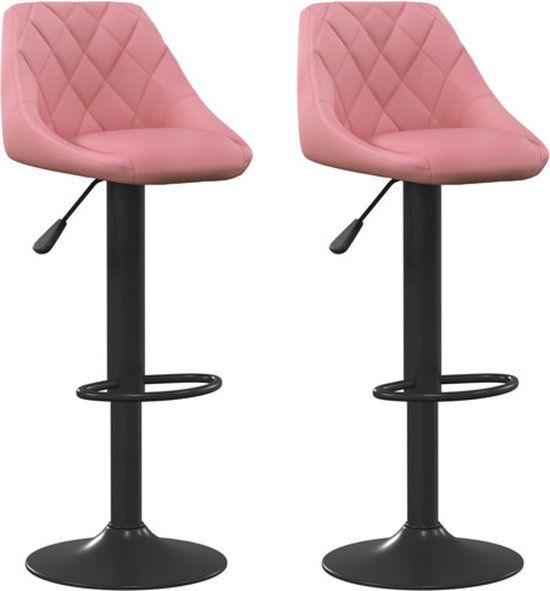 vidaXL Barkrukken 2 st fluweel roze