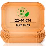 edihome, 100 stuks bakpapier voor heteluchtfriteuse, 100 stuks, 22 x 14 cm, rechthoekig, BPA-vrij, accessoires heteluchtfriteuse, wegwerp, voor oven