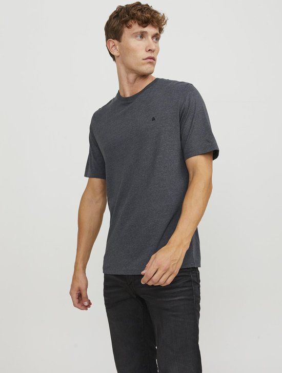 JACK&JONES JJEPAULOS TEE SS CREW NECK NOOS T-shirt heren - Dark Grey Melange - Maat L