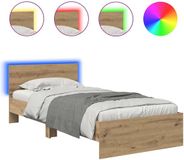 vidaXL Bedframe met hoofdeinde Artisan Eikenhout 90 x 200 cm Bewerkt hout