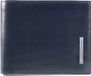 PIQUADRO Leren Portemonnee Blue Square Wallet with Coin Case Blu Notte Blauw