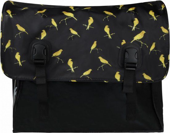 Beck Dubbele fietstas Classic Gold Birds 46L - Achter - Print