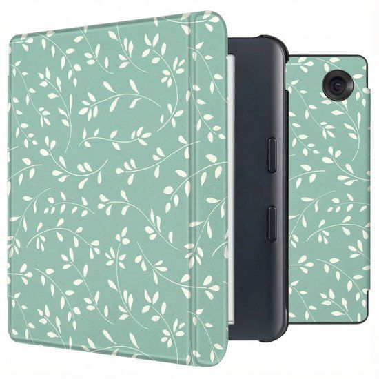 imoshion Ploonk B.V. Ereader Hoes - Geschikt voor Kobo Libra Colour - Smoke Green Flowers