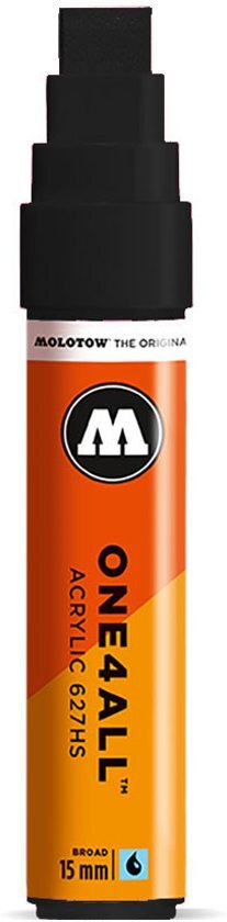 Molotow ONE4ALL 15mm Acryl Marker - Zwart - Geschikt voor vele oppervlaktes zoals canvas hout steen keramiek plastic glas papier leer..