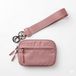 WALLEO Portefeuille compacte avec fermeture éclair et crochet métallique intégré, 14x9 cm. Portefeuille avec poche transparente - rose