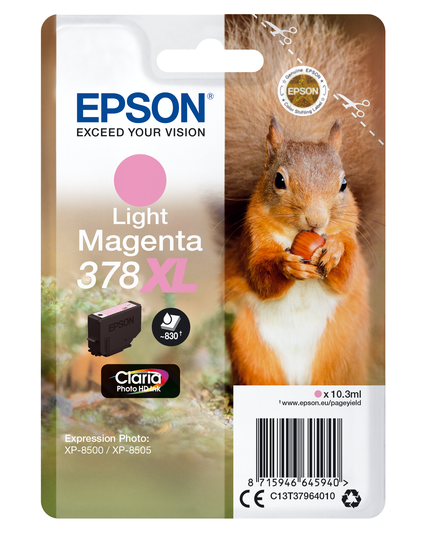 Epson Squirrel Singlepack Light Magenta 378XL Claria Photo HD Ink single pack / Lichtmagenta