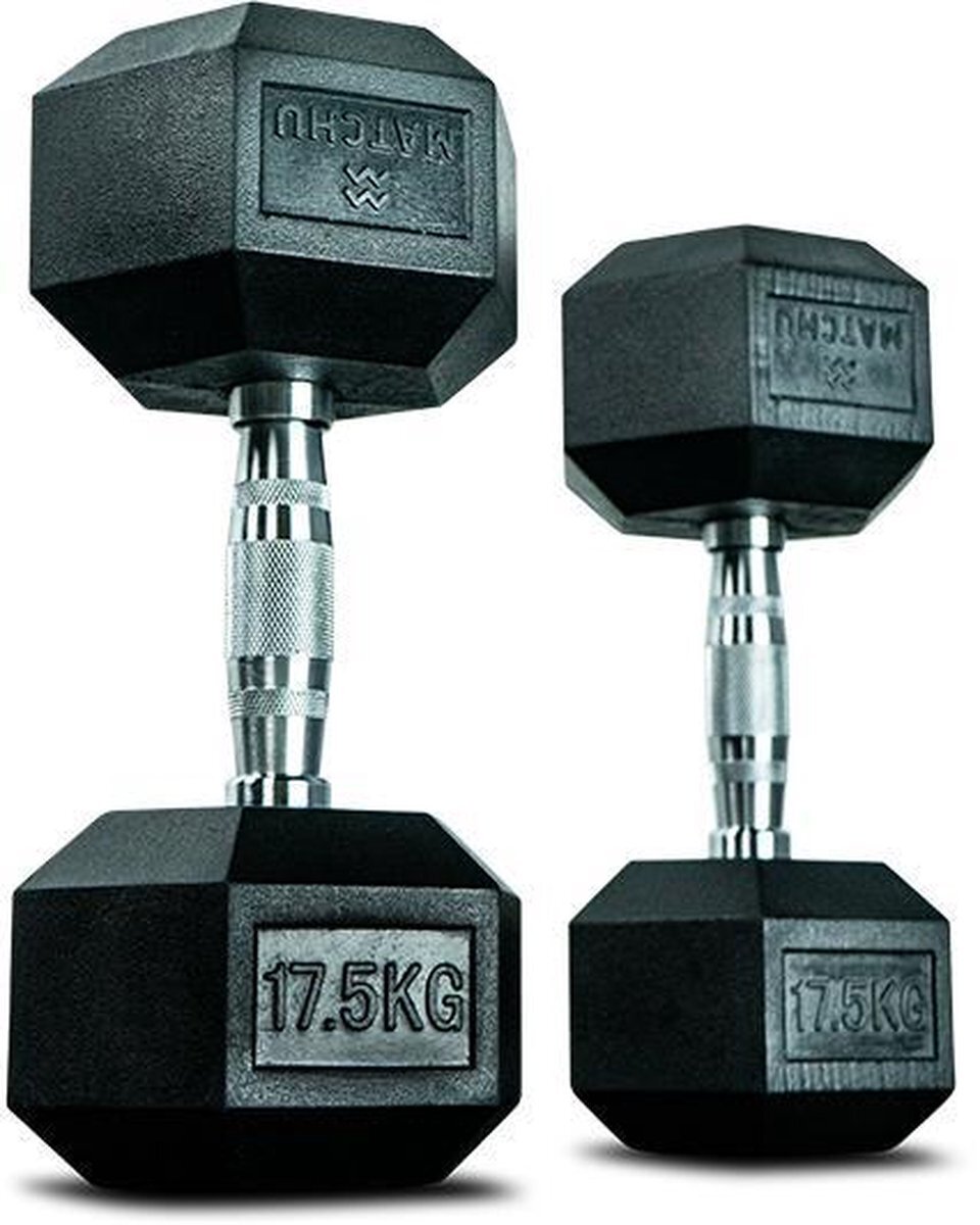 Matchu Sports - Hexa dumbbells - 17,5KG - Set van 2 - Zwart