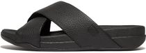 FitFlop Surfer Heren Tumbled-Leer Cross Slides Slippers Zwart Maat 41
