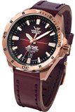 Vostok Europe Heren analoog automatisch horloge met lederen armband 320B679, rood, Riemen.
