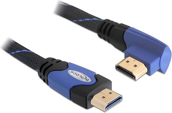 Delock HDMI Kabel - 1m - Zwart - HDMI 2.0 - Haaks