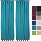 Beautissu Set van 2 Isolerende Gordijnen met Plooiband Amelie TK - Thermische Gordijnen Kant en Klaar Verduisterend 140x245cm Turquoise
